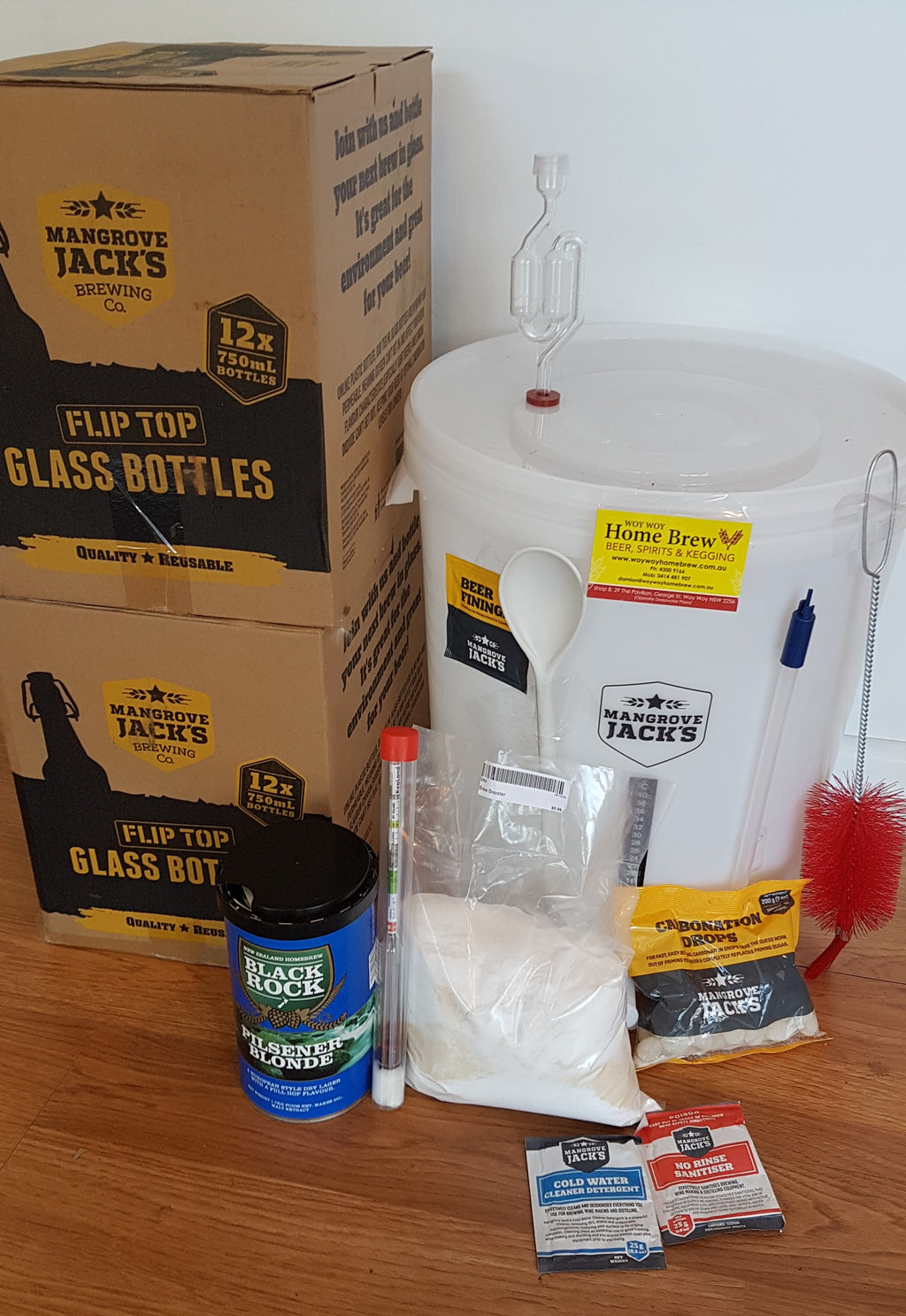 What's Brewing Starter Kit w/ 24 x 750ml Glass Flip Bottles